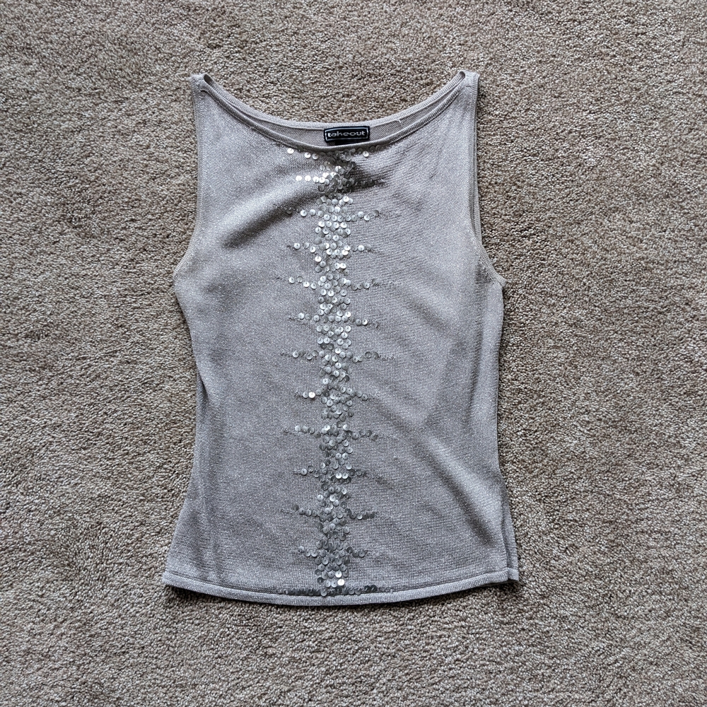 Silver Sequin Tank Top